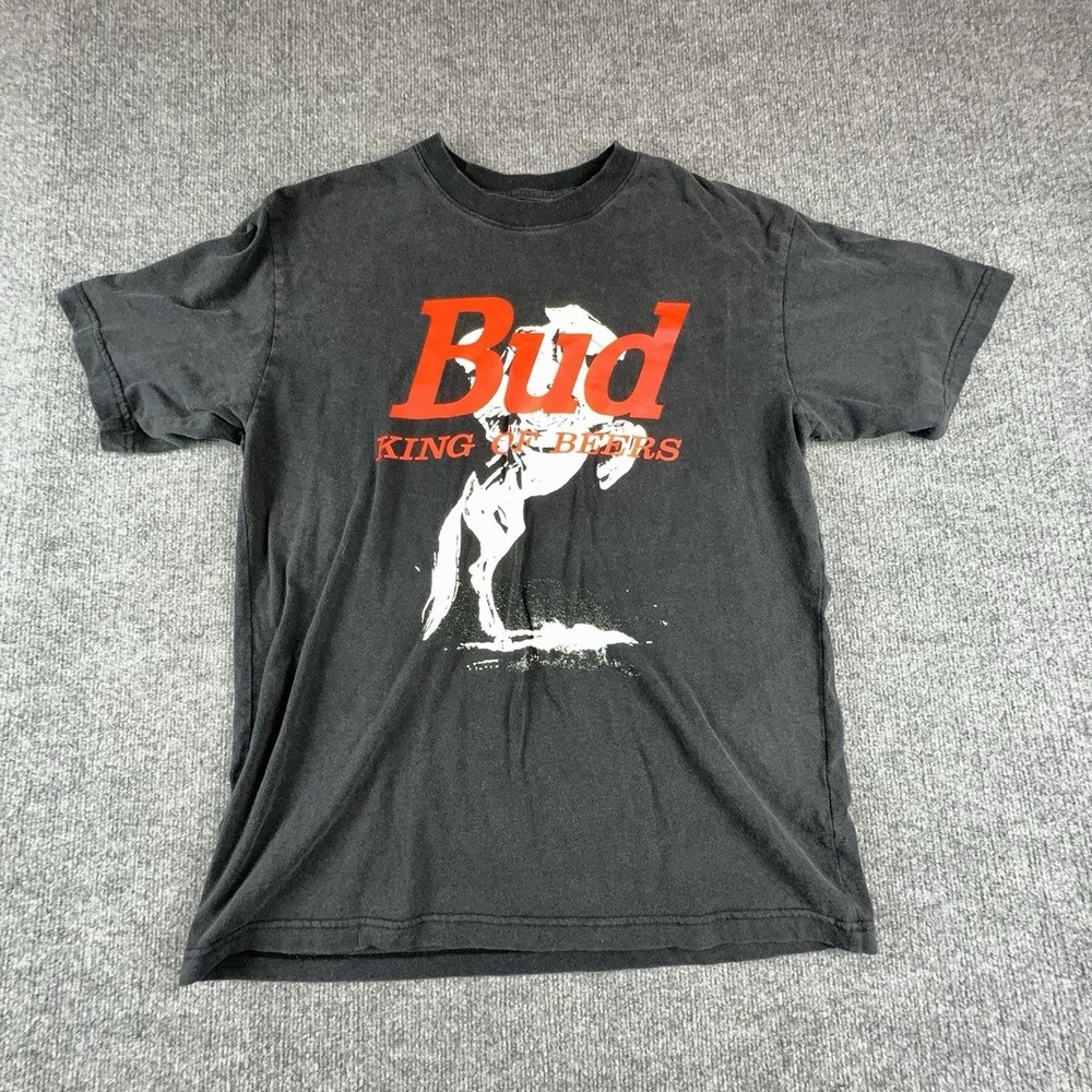 Budweiser Shirt Mens Medium Black Bud King Of Beers Clydesdale Graphic Tee